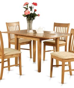 5-Piece Dinette Set For Small Spaces, Table and 4 Chairs, Oak