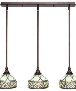 3-Light Mini Pendant, Hang Straight Swivels, Bronze, 7" Royal Merlot Art Glass