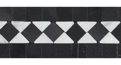 2"x12" Honed Carrara Ferrari Marble Bias Border, Black Dots, Set of 50