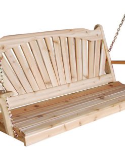 5' Fanback Cedar Outdoor Porch Swing with Chains, Unfinished