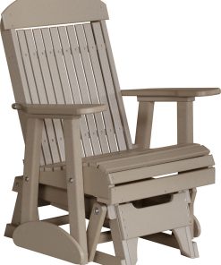 2' Poly Highback Classic Glider Chair, Weather Wood