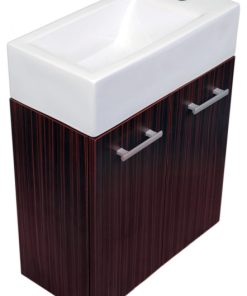 Wall Mount Double Door Vanity in Espresso Complete with a White Basin