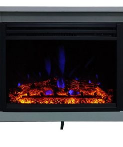56" Stardust Mid-Century Electric Fireplace With Deep Multi-Color Log, Blue