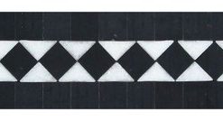 2"x12" Honed Thassos Marble Bias Border With Black Dots, Set of 50