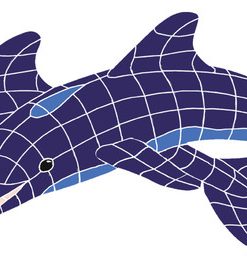 Twin Dolphins Ceramic Swimming Pool Mosaic 24"x56"