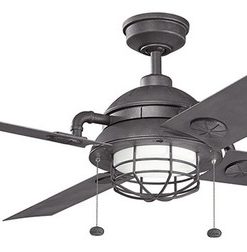 65" Maor LED Patio Fan, Distressed Black