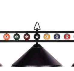 Three Light Billiard Matte Black Finish Billiard Motif/Black Metal Shade
