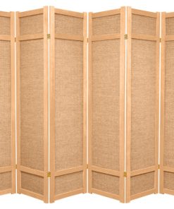6' Tall Jute Shoji Screen, 6 Panel, Natural