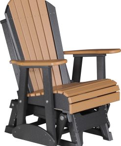 2' Poly Adirondack Outdoor Glider Chair, Cedar/Black