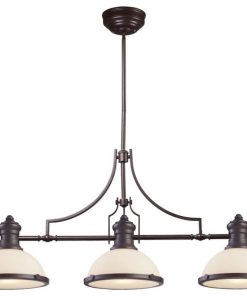 Three Light Island Oiled Bronze White Three Light Island - Pendants - Island