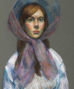 Thomas Strickland "Girl With Bonnet" Pastel Drawing