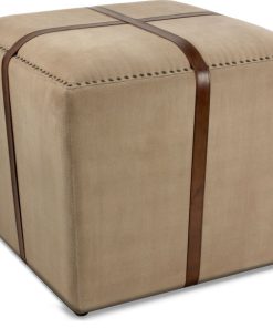 Strap Canvas Leather Stool - Beige