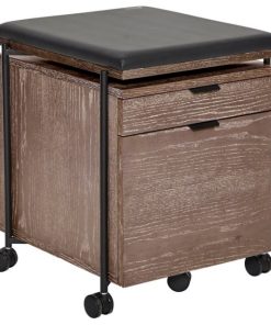 Unique Furniture 2-drawer Wood Mobile Pedestal with Castors in Thermo oak