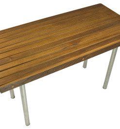 Teak Bench WIth Stainless Steel Legs, 48"x18"