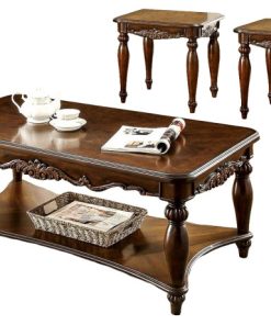 3-Piece Wooden Living Room Table Set, Cherry