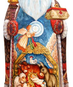 Village Nativity Devotional Santa, Woodcarved Figurine