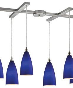 Vesta 6-Light Pendant, Royal Blue, Satin Nickel