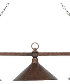 3-Light Antique Copper Hand Hammered Iron Shade Pool Table Light