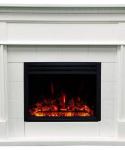 47.8-in. Shelby Electric Fireplace Mantel With Deep Log Insert, White
