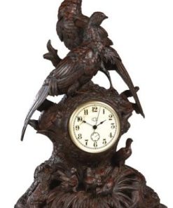TRADITIONAL Mantel Clock Antique Pheasant Large Chocolate Resin