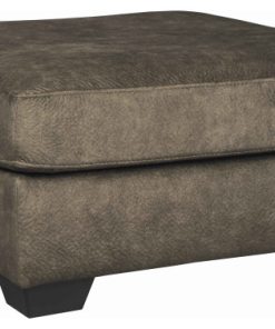 Wooden Ottoman with Welt Trims Details and Block Legs, Brown and Black