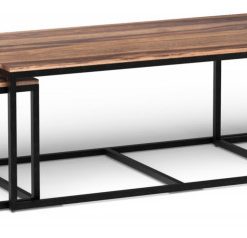 3-Piece Set Natural Wood Nesting Coffee and End Tables