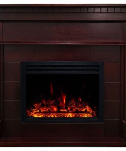 47.8-in. Shelby Electric Fireplace Mantel With Deep Log Insert, Mahogany