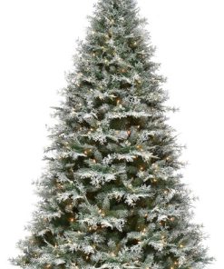 7.5' Snowy Stonington Fir Tree With Dual Color LED Lights