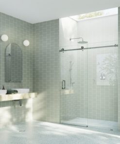 52-56"x78" Frameless Sliding Shower Door With Square Hardware, Polished Chrome