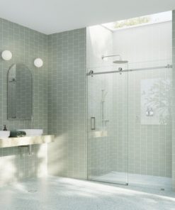 52-56"x78" Frameless Sliding Shower Door With Square Hardware, Brushed Nickel