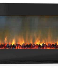 56" Metropolitan Wall Mount Electronic Fireplace With Logs, Black