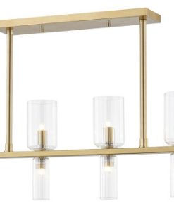Tabitha 12 Light Island, Aged Brass, Clear