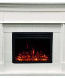 47.8" Shelby Electric Fireplace Mantel With Deep Log Insert, White