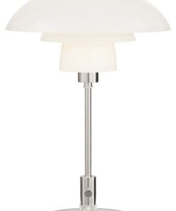 Whitman Desk Lamp in Polished Nickel with White Glass Shade
