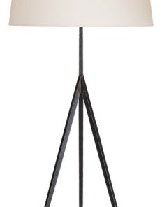 Triad Hand-Forged Floor Lamp in Aged Iron with Natural Percale Shade