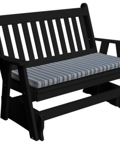 4' Poly Traditional English Porch Glider, Black