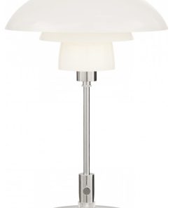 Whitman Desk Lamp, 1-Light, Polished Nickel, White Glass Shade, 19"H