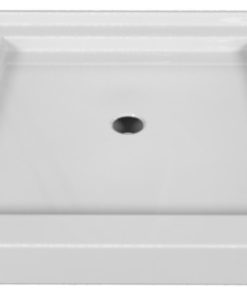 Valley Acrylic Double Threshold Acrylic Center Drain Shower Base 32", White, 32"