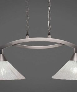 Toltec Bow Island Light In Brushed Nickel, Italian Ice Glass