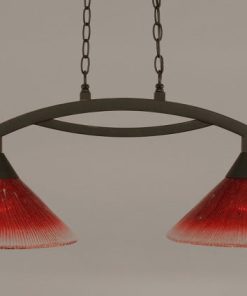 Toltec Bow Island Light In Dark Granite, Raspberry Glass