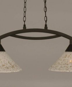 Toltec Company 872-DG-702 Two Light Dark Granite Gold Ice Glass Island Light