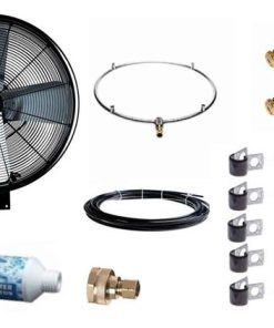 24" Wall/Ceiling Mounted, Oscillating Misting Fan KIT, Black