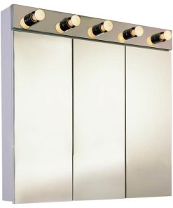 Tri-View With Light Surface Mounted Medicine Cabinet, 30"x34", Polished Edge