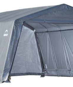 12'x20'x8' Peak Style Shelter, 1-3/8" 6-Rib Frame, Gray Cover