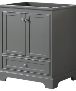 30" Single Bathroom Vanity in Dark Gray, No Countertop, No Sink, and No Mirror