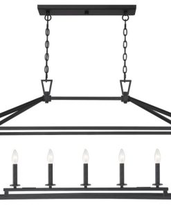 Townsend Linear Chandelier, 5-Light, LED, Matte Black, 16"W