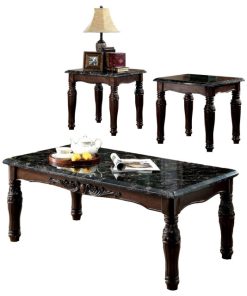 3-Pc Table Set With Black Marble Top, Espresso