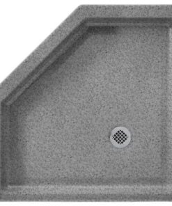 Swan 38.125x38.125x5.5 Solid Surface Shower Base, Gray Granite