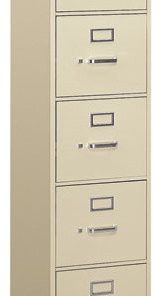 310 Series 5-Drawer, Full-Suspension File, Letter, 26-1/2", Putty