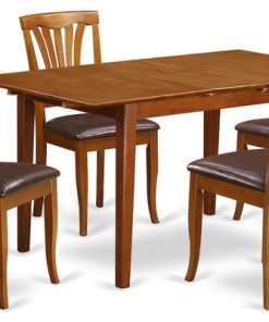 5-Piece Small Kitchen Table Set, Table With Leaf and 4 Chairs for Dining Room